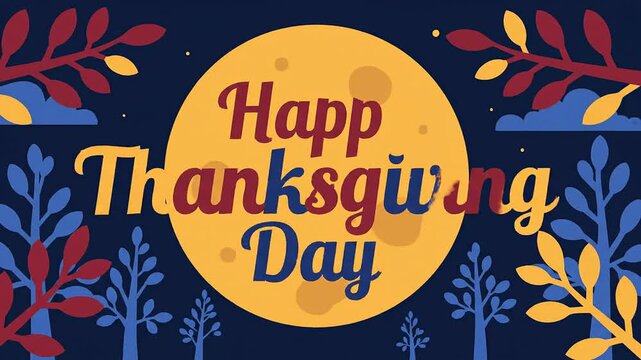 Animated happy thanksgiving day celebration background with autumn colors and festive mood illustration for thankful season