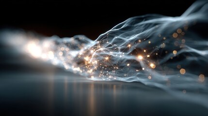 Abstract Flowing Particles, Digital Art, Futuristic Design