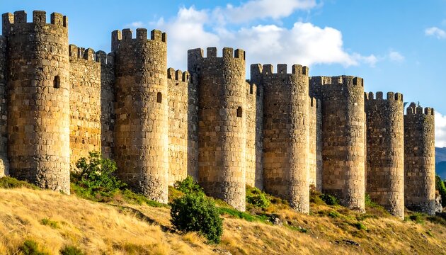 Tall stone fortress wall