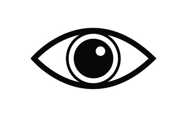 Simple Symbolic Eye Icon in Black and White Illustration Style