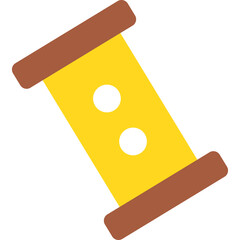 Stylized Flat Graphic Design of a Yellow Cosmetic Container with Brown Caps and Two White Dots on Transparent Background