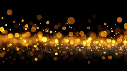 Luxury gold bokeh on black background elegant glitter lights abstract dark backdrop with soft silhouette for festive decoration glamorous party invitations event posters web banners and modern design