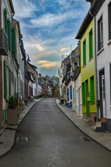 Saint-Valery-sur-Somme in France, typical houses and street
