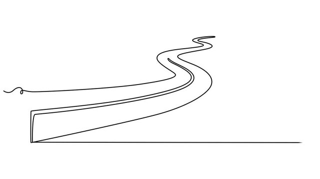 road continuous one line drawing animation, Self drawing line animation road continuous one single line drawn concept video, Self drawing line animation road continuous one single line drawn concept