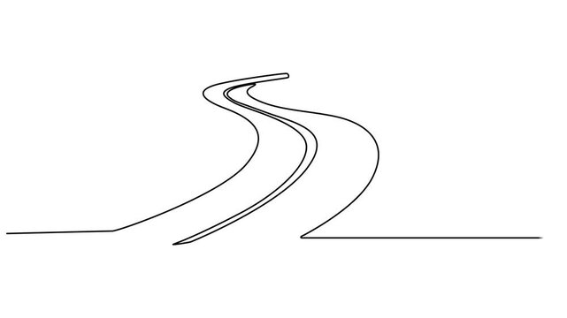 road continuous one line drawing animation, Self drawing line animation road continuous one single line drawn concept video, Self drawing line animation road continuous one single line drawn concept