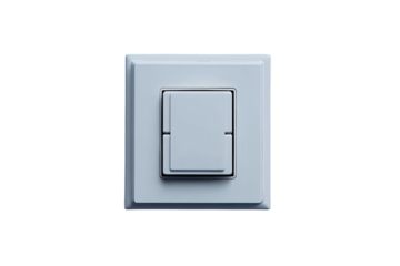 Square white light switch mounted on a dark surface