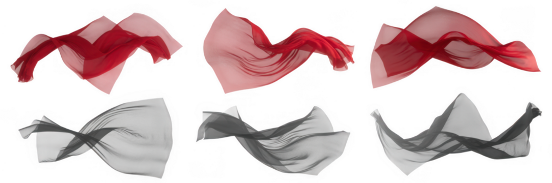 Flowing fabric drapes isolated on a transparent background
