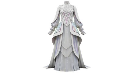 Pure Elegance The Girl dress 2050 style in white background