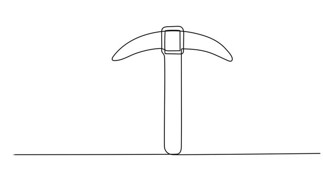Animated self drawing of continuous line draw lumberjack axe icon. Full length single line animation, Self drawing animation of single one line draw broad axe, medieval axe, battle axe, executioner.