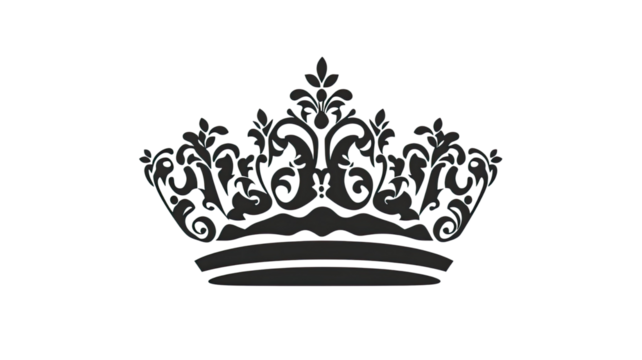 Crown silhouette showing royal headpiece shape with elegant pointed design and luxury symbol of royalty isolated on white background