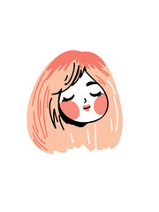 Vector illustration cute female character minimal style