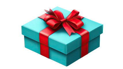 Obraz premium Gift box with red ribbon tied in bow showing festive present packaging and celebration decoration element isolated on white background 
