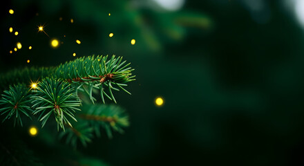 Festive pine branch with glowing orbs creating an enchanting christmas atmosphere