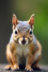 Obraz premium A side profile of a squirrel s head, showcasing its intricate fur texture and intelligent, beady eyes on a mossy branch. A highly detailed, realistic side profile photograph of a squirrel s head. The