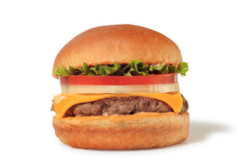 Cheese burger on white