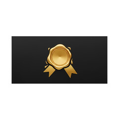 Prestigious golden wax seal award ribbon symbolizing excellence achievement and official certification for ultimate recognition and quality assurance