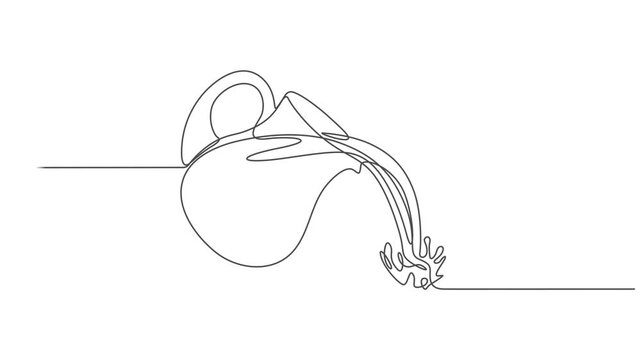 Pitcher for milk animation continuous one line drawing, Healthy fresh milk for daily. Full length single line animation, National Milk Day. Animated self drawing Jug, one line drawing animation. Video