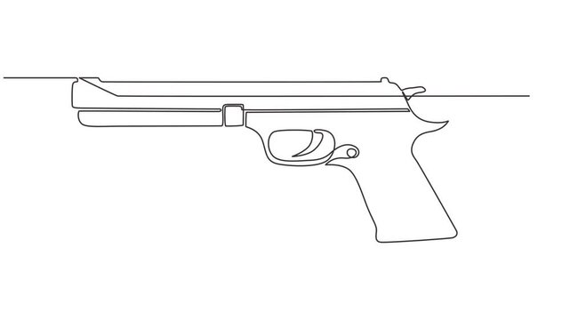 Animated self drawing of single continuous line draw Revolver.  police gun vector illustration, Gun, weapon, handgun icon. pro Vector. handgun icon, Pistol linear, A short handgun for shooting at.