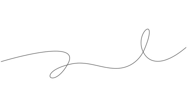 Squiggle line animation continuous one line drawing, Continuous video with one line, Self drawing simple animation of line squiggle line. Full length one line animation on white background. minimalism