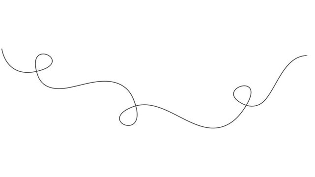Squiggle line animation continuous one line drawing, Continuous video with one line, Self drawing simple animation of line squiggle line. Full length one line animation on white background. minimalism