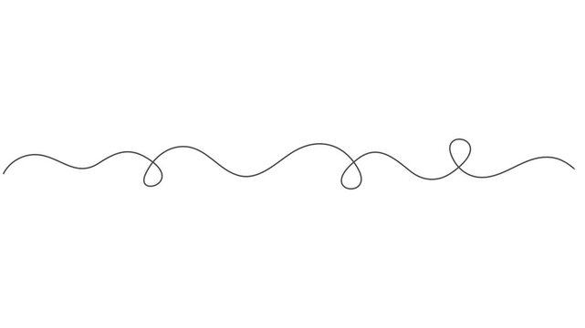 Squiggle line animation continuous one line drawing, Continuous video with one line, Self drawing simple animation of line squiggle line. Full length one line animation on white background. minimalism