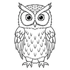 Cute Owl Line Art for Coloring or Craft Projects