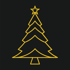 christmas tree vector line art illustration