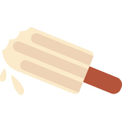 Vanilla Ice Cream Bar With Bites Taken Out Showing Creamy Texture Melting Droplets On A Transparent Background Perfect For Summer Treats And Refreshment