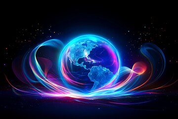 Obraz premium Abstract digital earth with light effect