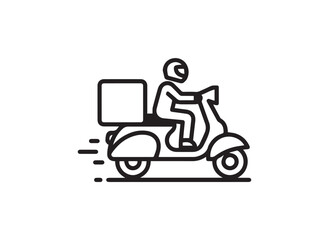 Scooter Delivery Line Icon &mdash; Minimal Bold Outline Fast Shipping, Courier, and Logistics Vector Symbol