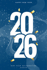 Modern Blue 2026 Happy New Year Celebration Poster Design