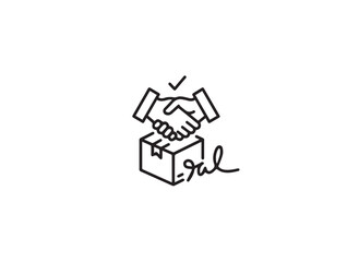 Obraz premium Signature Delivery Line Icon — Minimal Bold Outline Shipping, Confirmation, and Logistics Vector Symbol
