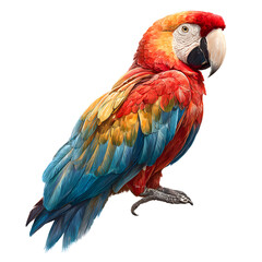 Obraz premium Scarlet Macaw Parrot on Black Background Keywords: parrot, macaw, scarlet macaw, bird, animal