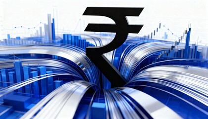 Data Streams Converging on Rupee Symbol