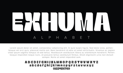 Exhuma alphabet letters font for logo