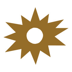 Abstract golden star with circular center on a white background