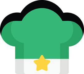 Chef hat green star culinary icon professional kitchen award symbol vector