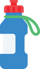 Vibrant blue kids water bottle red cap green loop vector