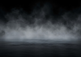 Fog and Smoke on Dark Wooden Table | Spooky Misty Halloween Background for Horror and Mystery Scenes