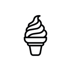 Ice cream cone line icon, outline illustration of soft serve ice cream in waffle cone, representing dessert, sweet treat, or frozen snack concept