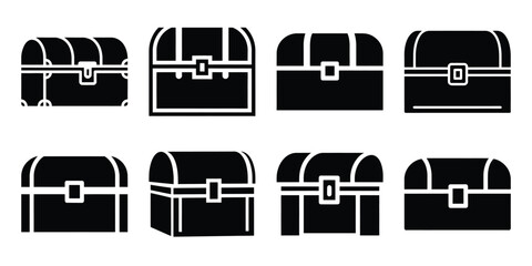 gold chest silhouette vector icon set