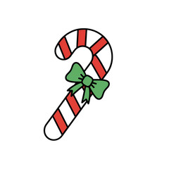 Festive candy cane with green bow celebrates holiday joy