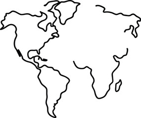 map of the world line art transparent background