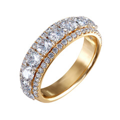Sparkling gold ring with many small & large diamonds