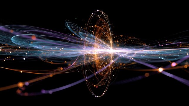 Exploring the beauty of quantum mechanics through abstract design and vibrant energy patterns