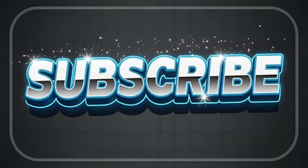 Invite your audience to subscribe with this stylish 3D word art featuring bold letters and a neon glow, perfect for social media and online content