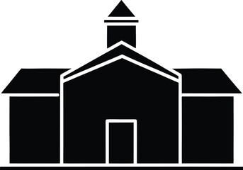 School building line art transparent background