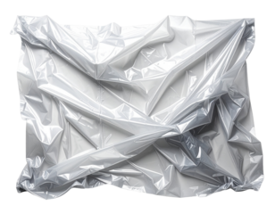 Transparent plastic wrap wrinkles isolated PNG, cling film crumple 