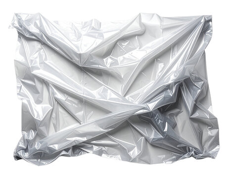 Transparent plastic wrap wrinkles isolated PNG, cling film crumple  - Powered by Adobe