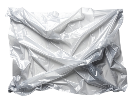 Transparent plastic wrap wrinkles isolated PNG, cling film crumple 